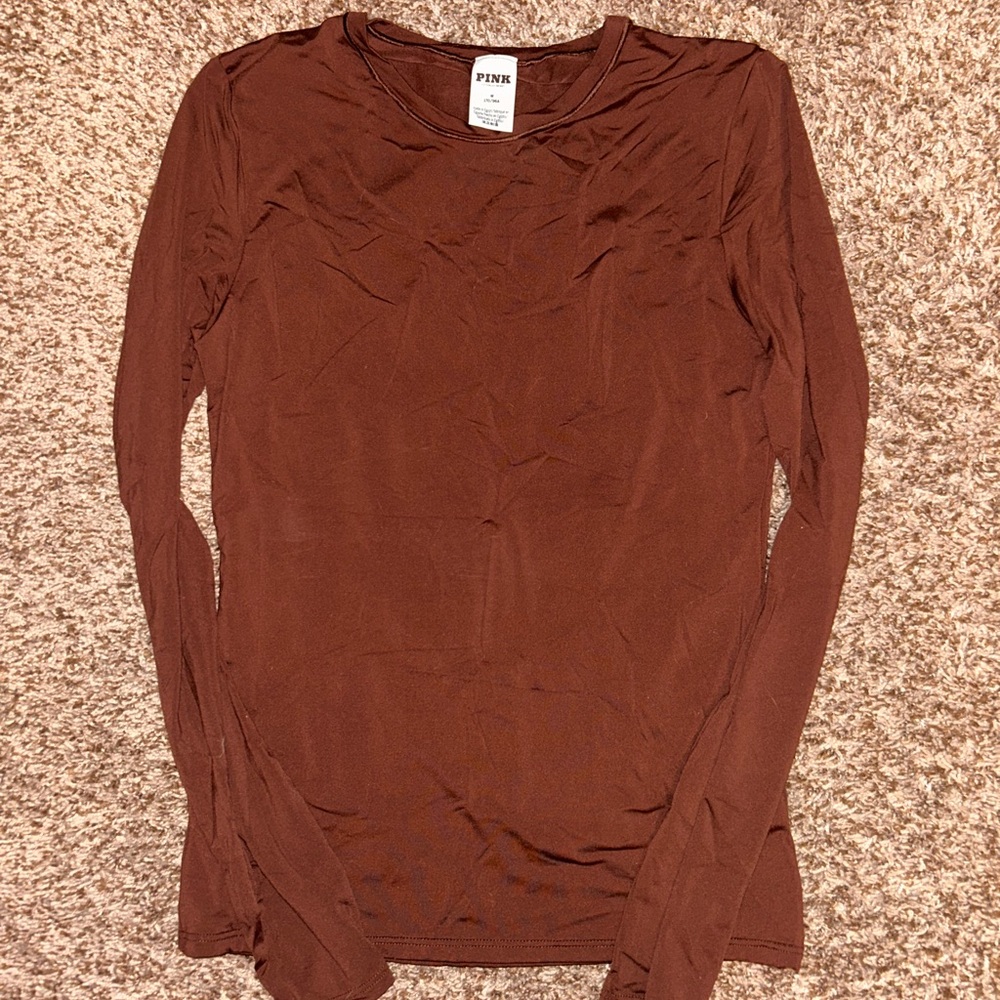 PINK Victoria's Secret Chocolate Long Sleeve Tee